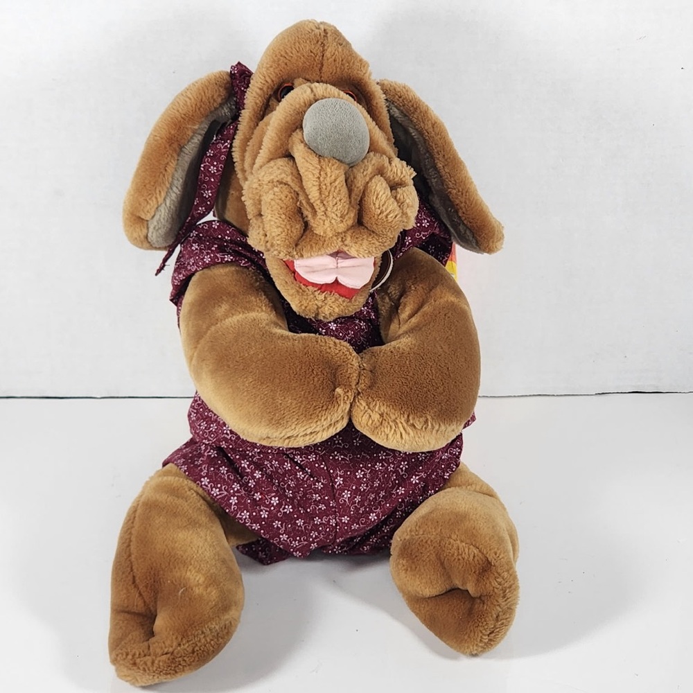 Vintage Ganzbros GANZ Wrinkles Dog Puppet 1981 Floral 16" Plush Girl EUC
